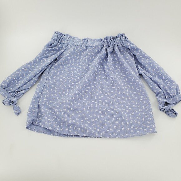 Love Notes‎ Woman's Blue Flowery Long Sleeve Top Blouse S Polyester 100% - Picture 1 of 5